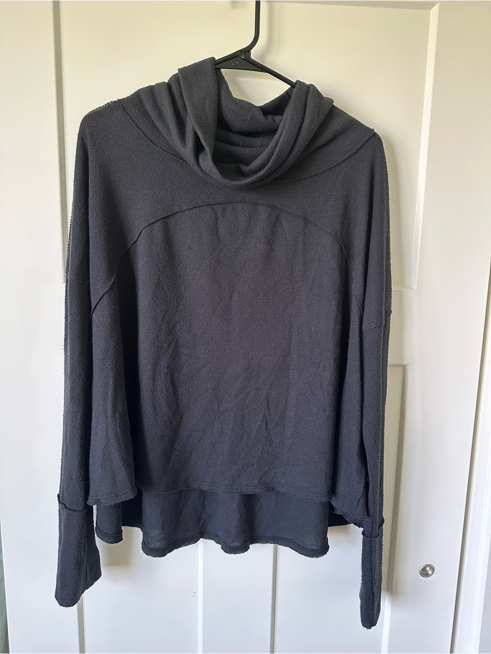 Free People Women's Black Cowl Neck Sweater - Relaxed Lightweight Layer
